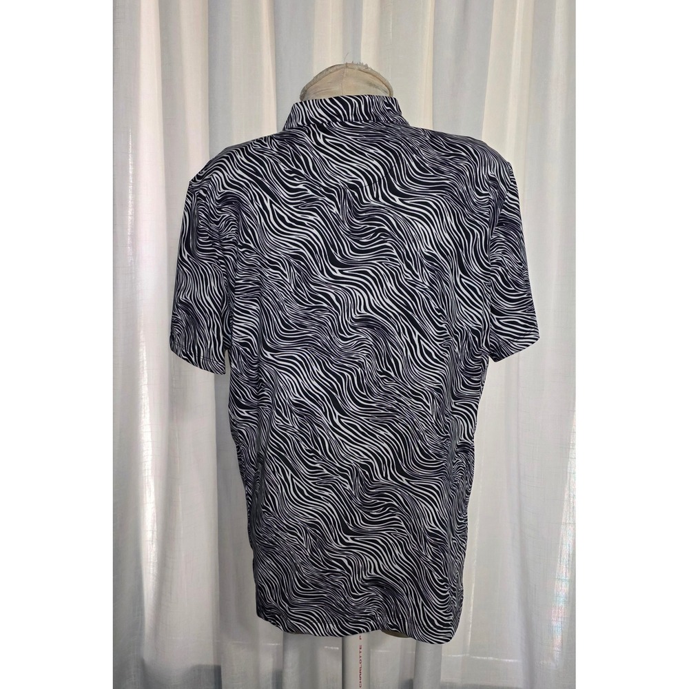 Tail White Label Womens XXL Golf Polo Shirt Black White Zebra Print Quarter Zip - Picture 2 of 5